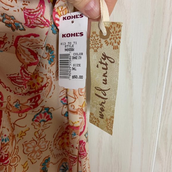 **SOLD**World Unity High Low Dress Peach Size S - Picture 5 of 8